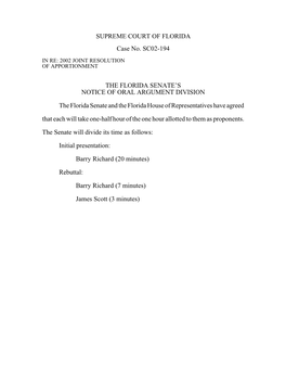 SUPREME COURT of FLORIDA Case No. SC02-194 the FLORIDA