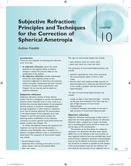 Subjective Refraction: Principles and Techniques for the Correction of Spherical Ametropia
