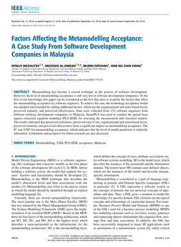 Factors Affecting the Metamodelling Acceptance: a Case Study from Software Development Companies in Malaysia
