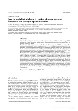 Genetic and Clinical Characterisation of Maturity-Onset Diabetes of the Young in Spanish Families