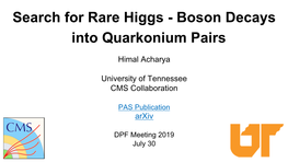 Search for Rare Higgs - Boson Decays Into Quarkonium Pairs