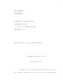 Committee Deposition of Roger Clemens