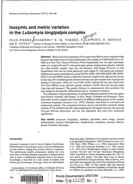 Isozymic and Metric Variation in the Lutzomyia Longipalpis Complex