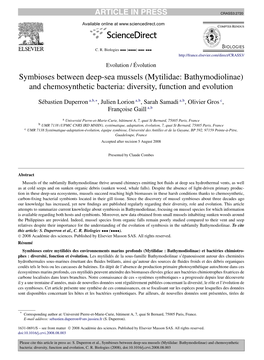 Symbioses Between Deep-Sea Mussels (Mytilidae: Bathymodiolinae) and Chemosynthetic Bacteria: Diversity, Function and Evolution