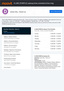 D LINE (PURPLE) Subway Time Schedule & Line Map