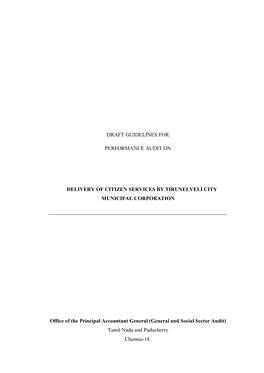 Draft Guidelines for Performance Audit on ‘Delivery of Citizen Services by Tirunelveli City Municipal Corporation’