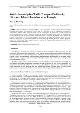 Satisfaction Analysis of Public Transport Facilities by Citizens -- Taking Changchun As an Example