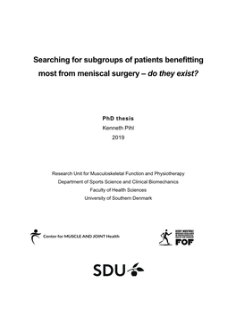 Searching for Subgroups of Patients Benefitting Most from Meniscal Surgery – Do They Exist?