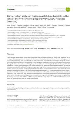 Conservation Status of Italian Coastal Dune Habitats in the Light of the 4Th Monitoring Report (92/43/EEC Habitats Directive)