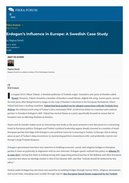 Erdogan's Influence in Europe: a Swedish Case Study | the Washington Institute