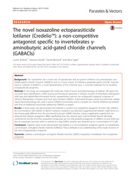 The Novel Isoxazoline Ectoparasiticide Lotilaner (Credelio™): a Non-Competitive Antagonist Specific to Invertebrates Γ-Aminob