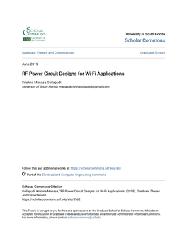 RF Power Circuit Designs for Wi-Fi Applications