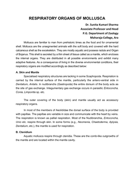 RESPIRATORY ORGANS of MOLLUSCA Dr