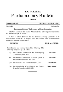 Parliamentary Bulletin