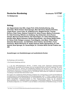 Wird Durch Die Lektorierte Fassung Ersetzt. Vorabfassung Deutscher Bundestag Drucksache 19/17787