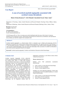 A Case of Cerebral Amyloid Angiopathy Associated with Cerebral Venous Thrombosis