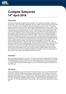 Coalgate Saleyards 14Th April 2016