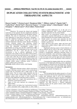 Duplicated Collecting System-Diagnostic and Therapeutic Aspects