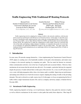 Traffic Engineering with Traditional IP Routing Protocols