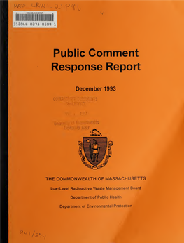 Public Comment Response Report