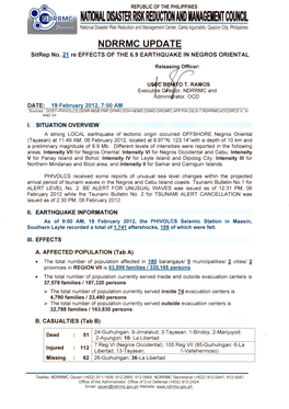 NDRRMC Update Sitrep No.21 on Negros 6.9 Earthquake As Of