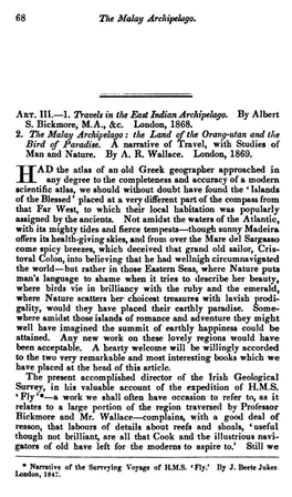 "The Malay Archipelago" by Alfred Russel Wallace