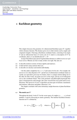 1 Euclidean Geometry