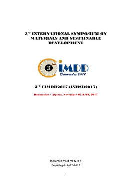 3Rd INTERNATIONAL SYMPOSIUM on MATERIALS and SUSTAINABLE DEVELOPMENT