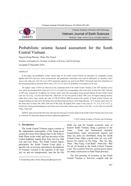 Probabilistic Seismic Hazard Assessment for the South Central