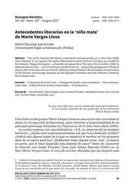 'Niña Mala' De Mario Vargas Llosa