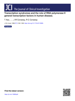 Transcription Syndromes and the Role of RNA Polymerase II General Transcription Factors in Human Disease