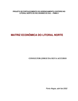 Matriz Econômica Do Litoral Norte