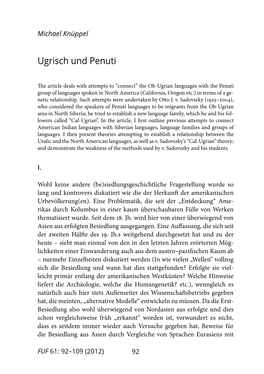 Ugrisch Und Penuti