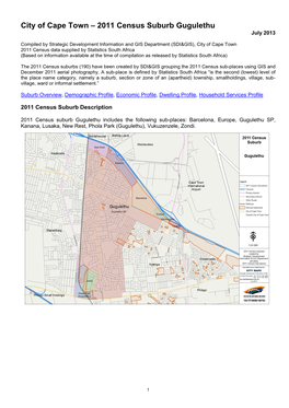 2011 Census Suburb Gugulethu July 2013