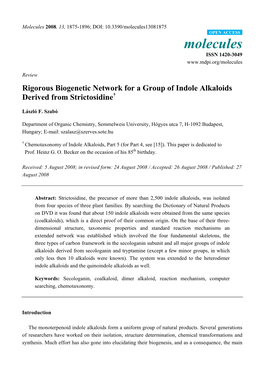 Rigorous Biogenetic Network for a Group of Indole Alkaloids Derived from Strictosidine†