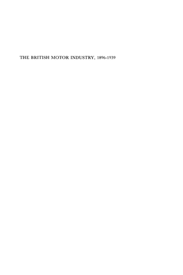 The British Motor Industry, 1896-1939