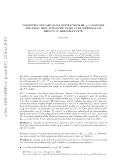 Discretely Decomposable Restrictions of $(\Mathfrak {G}, K) $-Modules For