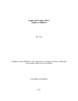 Copper and Copper Alloys: Studies of Additives