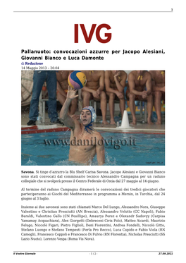 Il Vostro Giornale - 1 / 2 - 27.09.2021 2