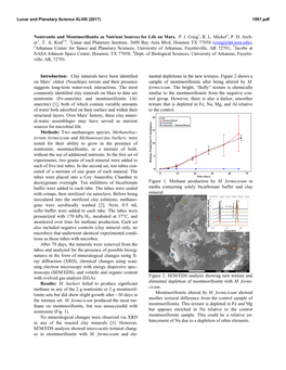 Nontronite and Montmorillonite As Nutrient Sources for Life on Mars