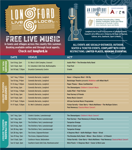 FREE LIVE MUSIC Culture, Arts, Gaeltacht, Sport & Media in Towns and Villages Across the County This Summer