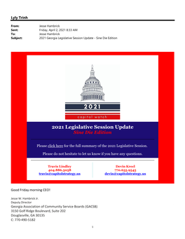 2021 Legislative Session Update Sine Die Edition