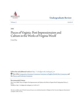 Post-Impressionaism and Cubism in the Works of Virginia Woolf Corie Dias
