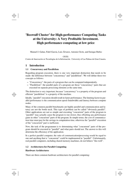 Beowulf Cluster’ for High-Performance Computing Tasks at the University: a Very Proﬁtable Investment