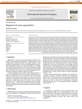 Diagnosis of Acute Appendicitisq