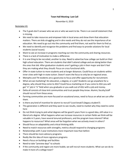 Last Call November 6, 2019 Notetaker #1 • the 5 Goals Don't Answer Who