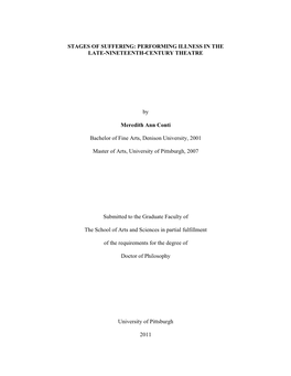 Performing Illness in the Late-Nineteenth-Century Theatre