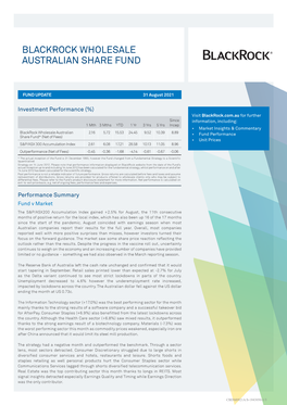 Blackrock Wholesale Australian Share Fund