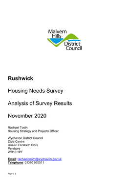 Pdf Rushwick Housing Needs Survey