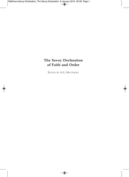Matthews Savoy Declaration the Savoy Declaration 8 January 2010 20:26 Page 1